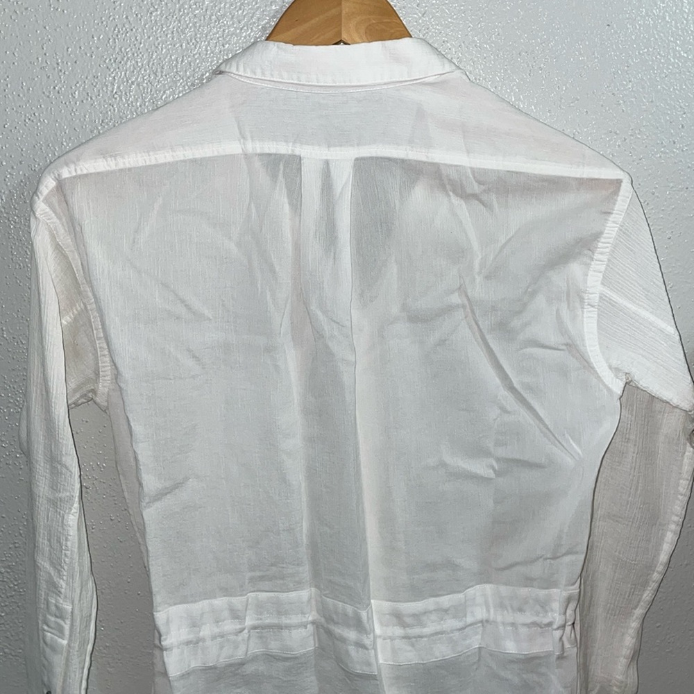 Helmut Lang White Texture Button Down Draw String… - image 8